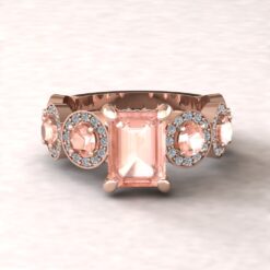 Peach Pink Morganite Gemstone Diamond Engagement Ring Rose Gold LS6749
