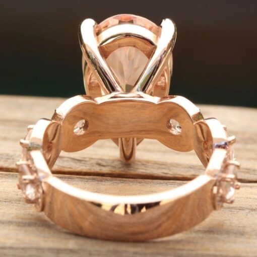 Pear Cut Morganite Gemstone Diamond Engagement Ring Rose Gold LS6747