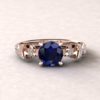 Round Blue Sapphire Ring Sun Moon and Stars in 14k Rose Gold LS5892