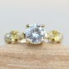 Round Cut Moissanite Ring Sun Moon and Stars in 14k Yellow Gold LS5893