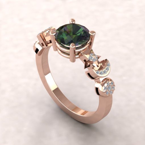 Space Themed Mystic Topaz Engagement Ring in 18k Rose Gold LS5897
