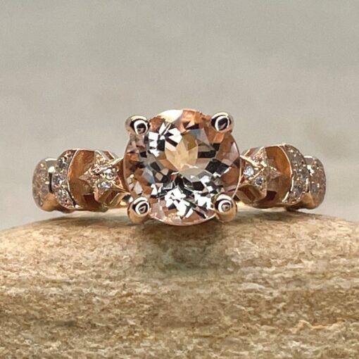Space Themed Peach Morganite Diamond Engagement Ring Rose Gold LS6639