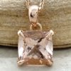 Square Cushion Morganite Pendant with Side Halo 18k Rose Gold LS5741