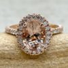 Cathedral Morganite and Diamond Engagement Ring 14k Rose Gold LS5883