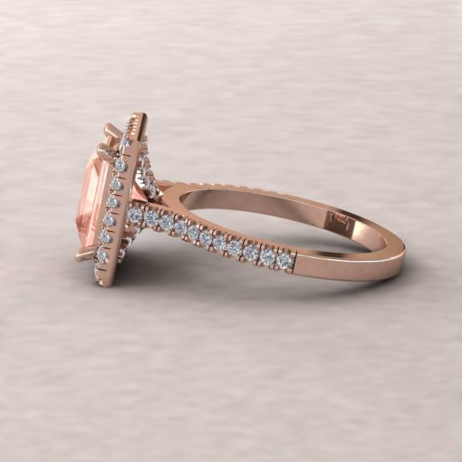 Cathedral Shank Morganite Ring Princess Cut in 14k Rose Gold LS5885