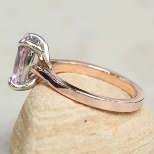 Cushion Cut Rare Dark Pink Sapphire Engagement Ring Rose Gold LS6084