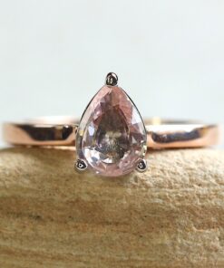Genuine Pear Padparadscha Sapphire Ring GIA Certified Rose Gold LS5855
