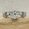 IGI Certified Round Cut Diamond Moon Ring White Gold Platinum LS6754