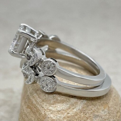 Lab Diamond Space Themed Set Crescent Band White Gold Platinum LS6752