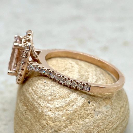 Oval Morganite Engagement Ring Single Halo 18k Rose Gold LS5883