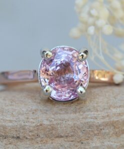 Oval Rare Pink Sapphire Engagement Ring GIA Certified Rose Gold LS6164