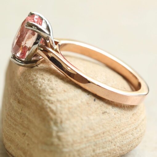 Pink Orange Sapphire Engagement Ring Oval Side 14k Rose Gold LS5853