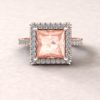 Princess Morganite Engagement Ring with Halo in 14k Rose Gold LS5885