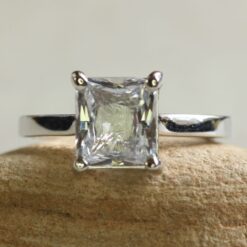 Radiant Cut White Sapphire Engagement Ring White Gold Platinum LS5852
