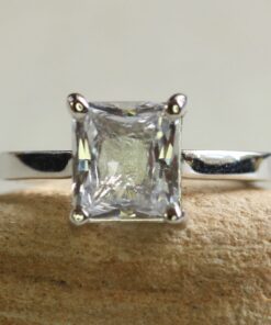 Radiant Cut White Sapphire Engagement Ring White Gold Platinum LS5852
