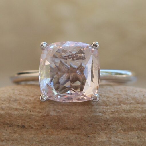 Rare Solitaire Blush Pink Sapphire Ring GIA White Gold Platinum LS6117