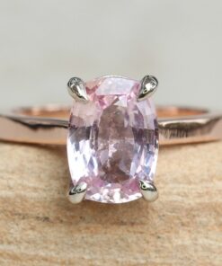 Rectangular Cushion Cut Pink Sapphire Engagement Ring Rose Gold LS6084