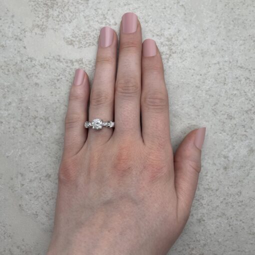 Round Lab Diamond Sun Moon Star Design Ring White Gold Platinum LS6754