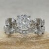 Round Moissanite Bridal Set Sun Moon Stars White Gold Platinum LS6752