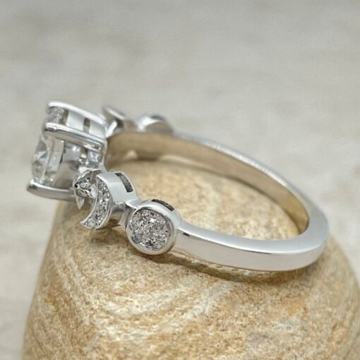 Sun Moon and Stars Diamond Engagement Ring White Gold Platinum LS6754