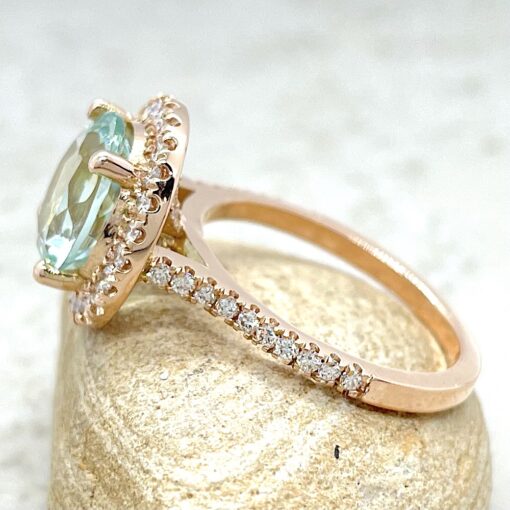 Cathedral Shank Aquamarine Engagement Ring in 14k Rose Gold LS6621