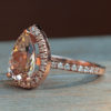 Cathedral Shank Morganite Ring Half Eternity in 18k Rose Gold LS4897