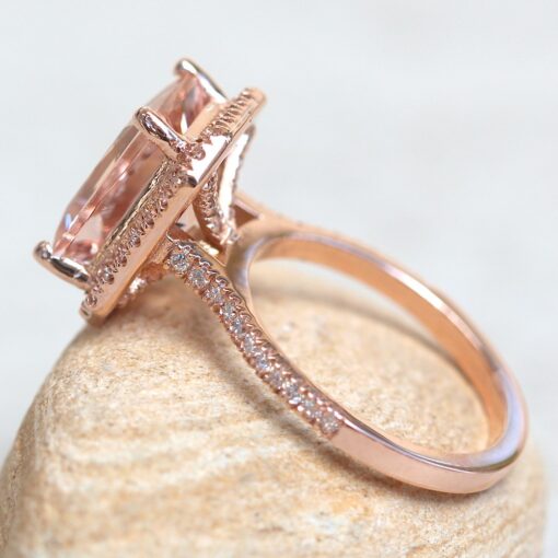 Classic Peach Pink Morganite Diamond Engagement Ring Rose Gold LS6239