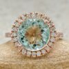Classic Round Cut Aquamarine Diamond Engagement Ring Rose Gold LS6621