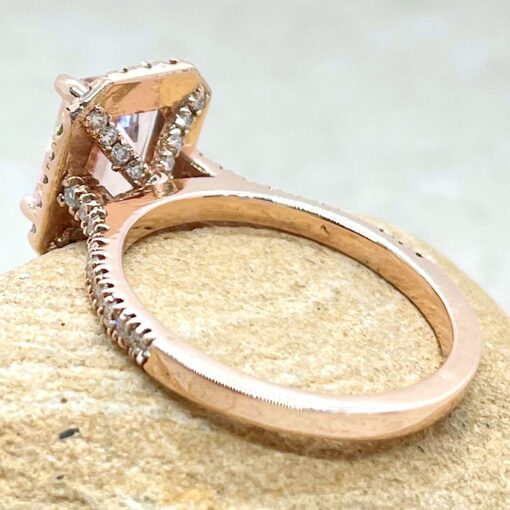 Half Eternity Pink Morganite Engagement Ring in 14k Rose Gold LS6759
