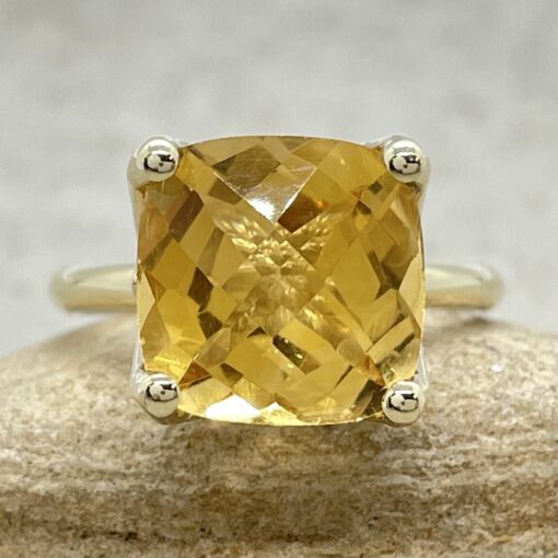 Custom Square Cushion Citrine Ring - Image 2