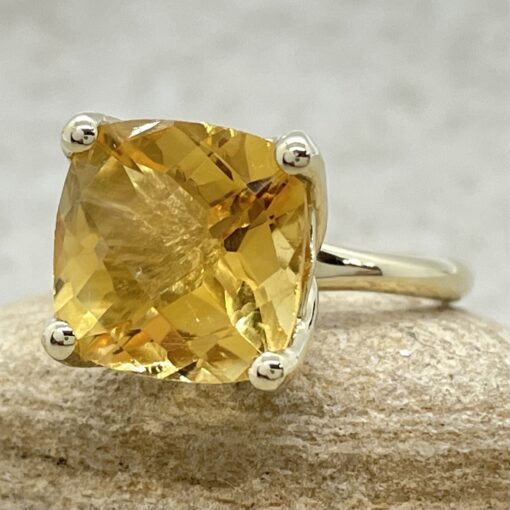 Custom Square Cushion Citrine Ring - Image 3