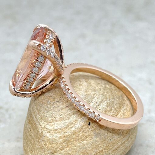 Oval Cut Morganite Ring with Diamond Shank in 14k Rose Gold LS5116