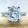 Oval Moissanite and Diamond Ring with Diamonds 14k White Gold LS6584