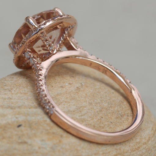 Round Morganite Engagement Ring Cathedral Set 14k Rose Gold LS6257