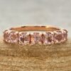 Round Pink Morganite Wedding Band Lily Petal Prongs Rose Gold LS6727