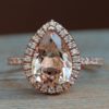 Single Halo Pear Morganite Engagement Ring in 14k Rose Gold LS4897