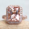 Vintage Style Radiant Cut Morganite Engagement Ring Rose Gold LS6239