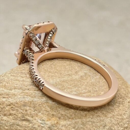 AAA Light Pink Morganite Ring Diamond Cathedral Shank Rose Gold LS6759
