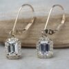 Classic Emerald Cut Lab Diamond Lever Back Earrings Yellow Gold LS6200