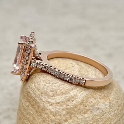 Genuine Light Pink Morganite Diamond Engagement Ring Rose Gold LS6759