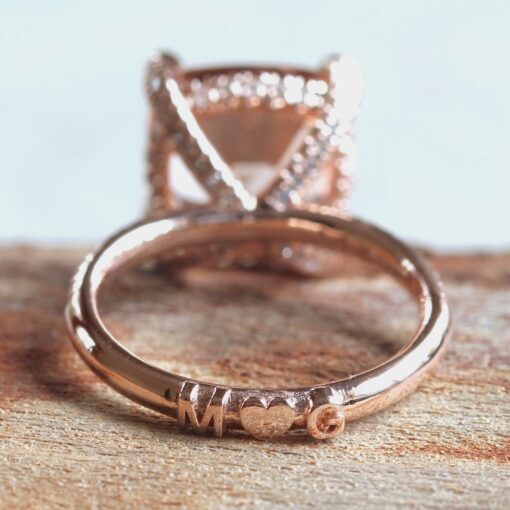 Hidden Initials Engagement Ring Morganite in 14k Rose Gold LS6590