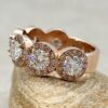 Moissanite 6 Halo Wedding Band Lab or Organic Diamond Rose Gold LS6846