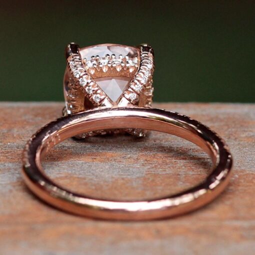 Morganite Engagement Ring with Diamond Prongs 18k Rose Gold LS5044