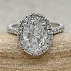 Oval Lab Diamond Moissanite Engagement Ring White Gold Platinum LS6760