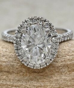 Oval Lab Diamond Moissanite Engagement Ring White Gold Platinum LS6760