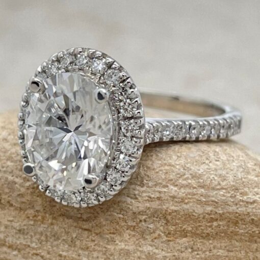 Oval Lab Grown Diamond Halo Engagement Ring White Gold Platinum LS6760