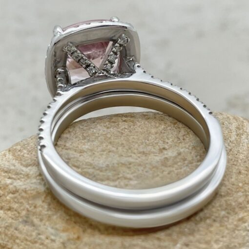 Pink Morganite Cathedral Shank Bridal Set White Gold Platinum LS6778