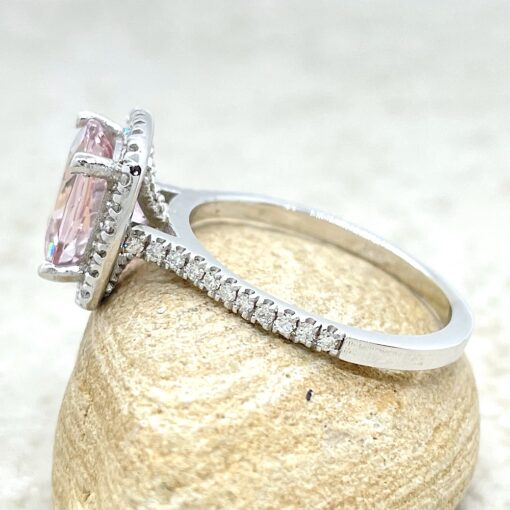 Pink Morganite Engagement Ring Single Halo White Gold Platinum LS6736