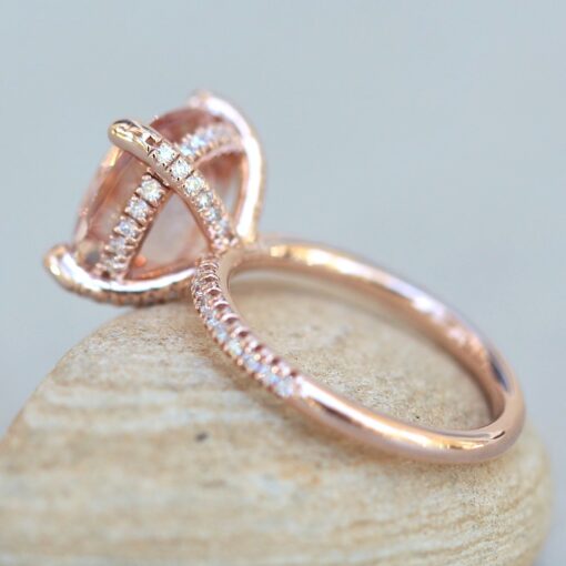 Pink Morganite with Diamonds Engagement Ring in 14k Rose Gold LS6588