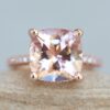 Rare Pink Morganite Engagement Ring Cushion Cut 14k Rose Gold LS6588